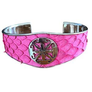 Rustic Cuff NEW Monique Python Side Cut Hot Pink Silver Cuff